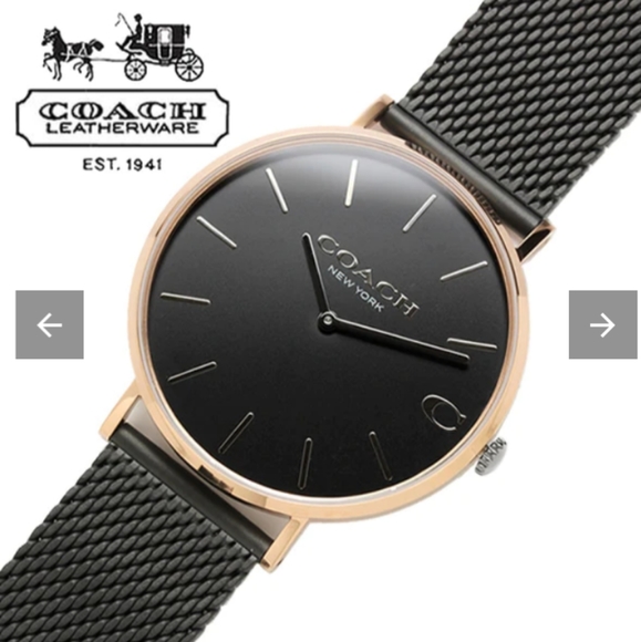 Coach Charles Black Ion Dial Black Mesh Bracelet Watch for Men - 14602470 - Picture 2 of 4